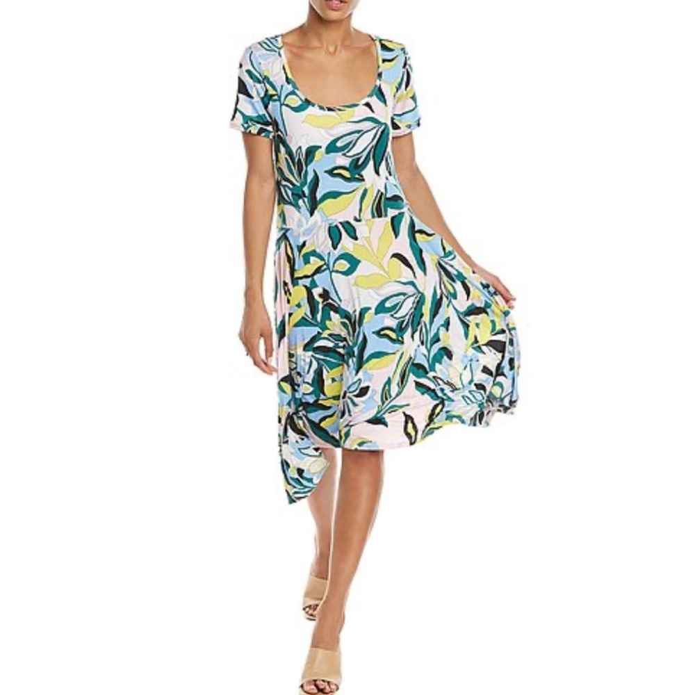 NWOT Melissa Masse Green & Navy Swing Dress